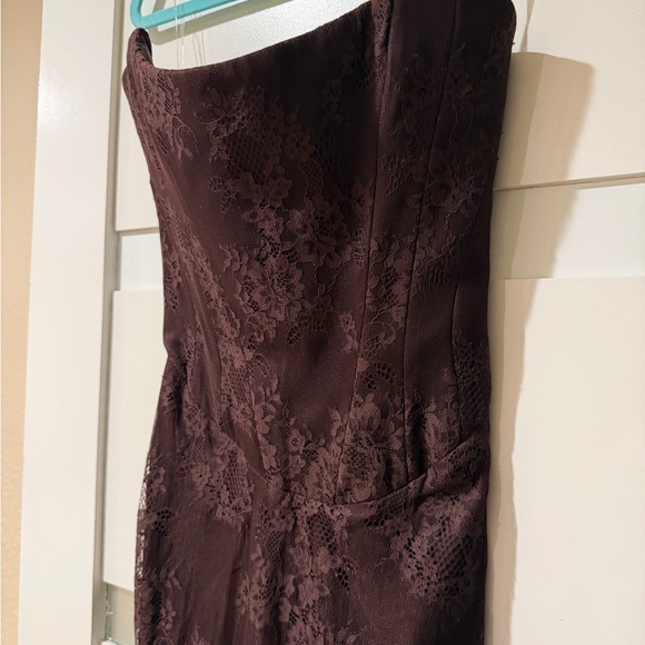 House of CB Dark Brown Lace Long Sleeve Midi Dress - Picture 8 of 11